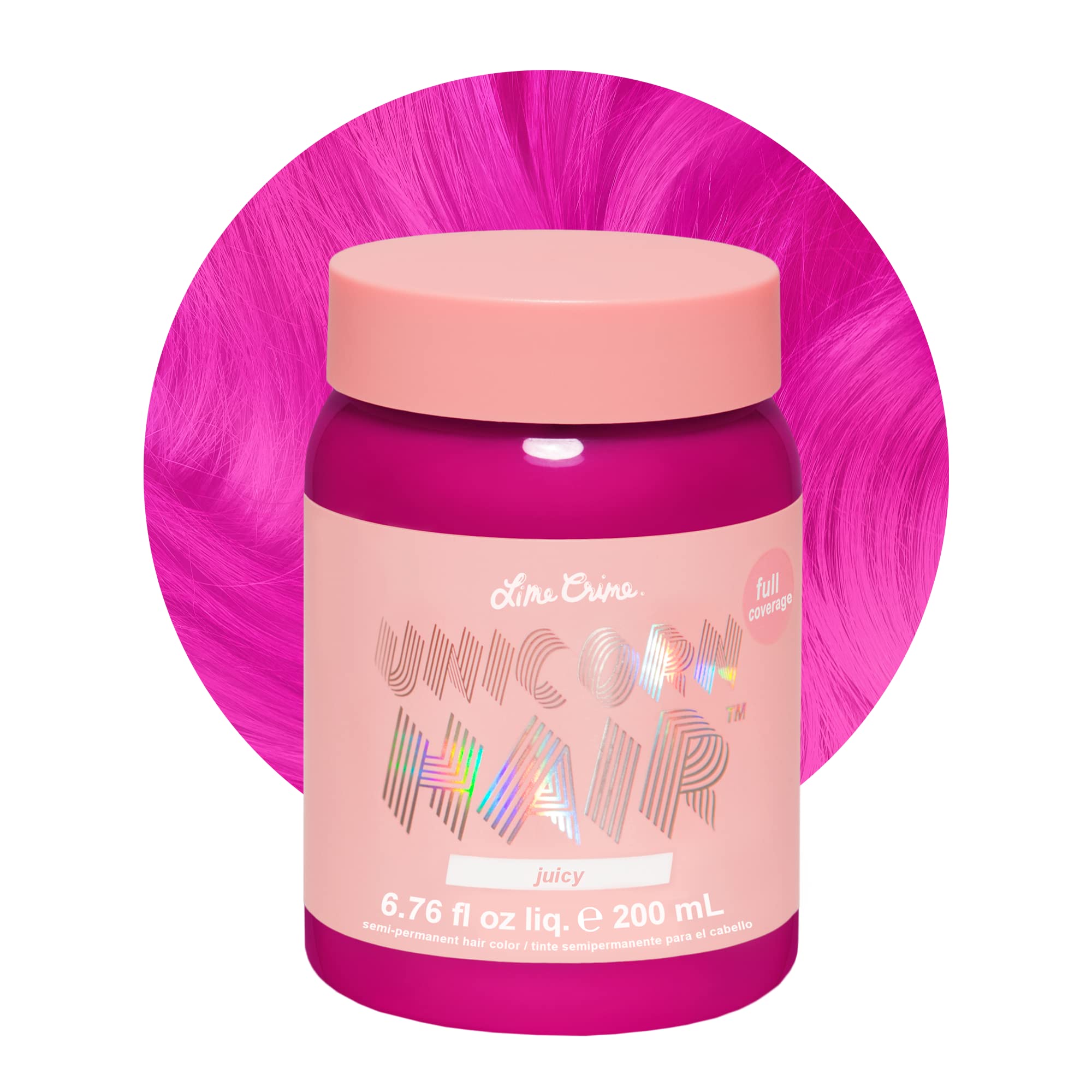 Lime Crime Juicy, botella de tinte unicornio para color intenso en casa.