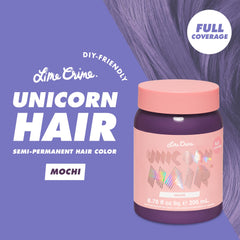Mochi lavanda de Lime Crime: muestra de color vibrante en cabello