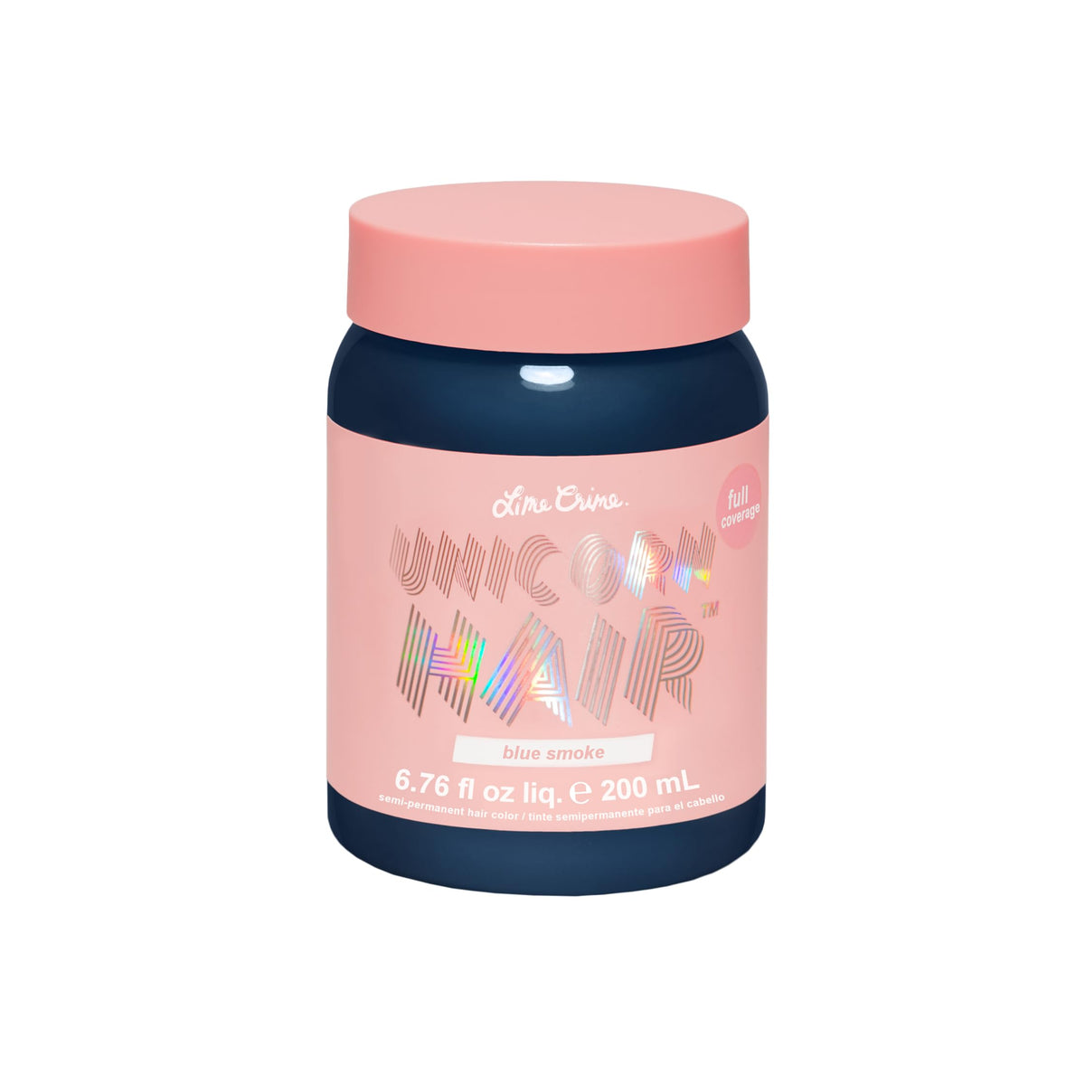 Lime Crime Unicorn Hair Blue Smoke: tono azul intenso para fantasía capilar.