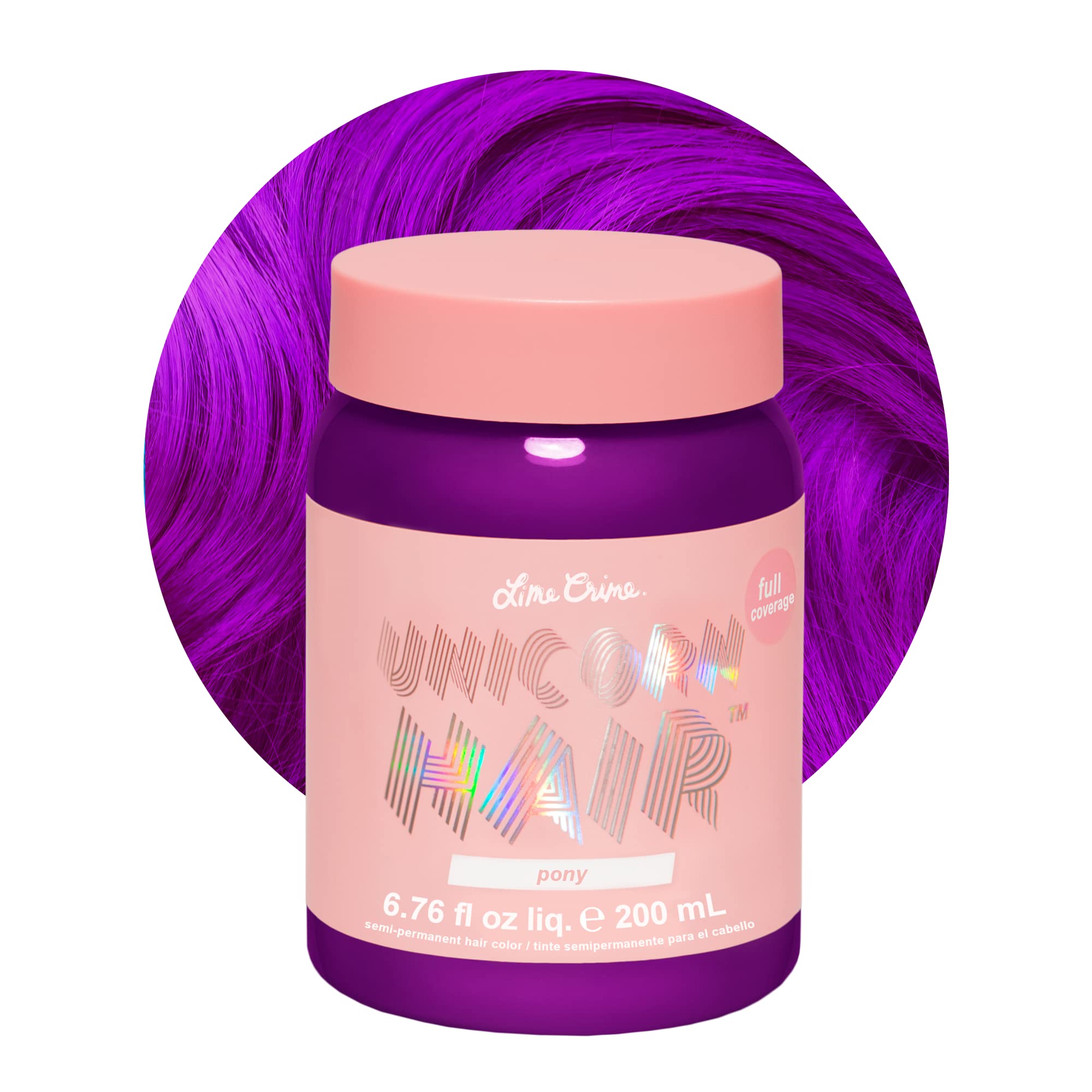 Lime Crime Unicorn Hair Dye Pony violeta: bote vibrante para teñido temporal.