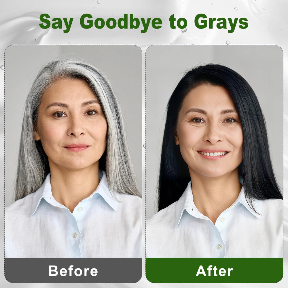 Application sur cheveux secs montrée: couverture des gris rapide sans mélange.