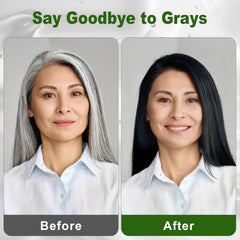 Application sur cheveux secs montrée: couverture des gris rapide sans mélange.