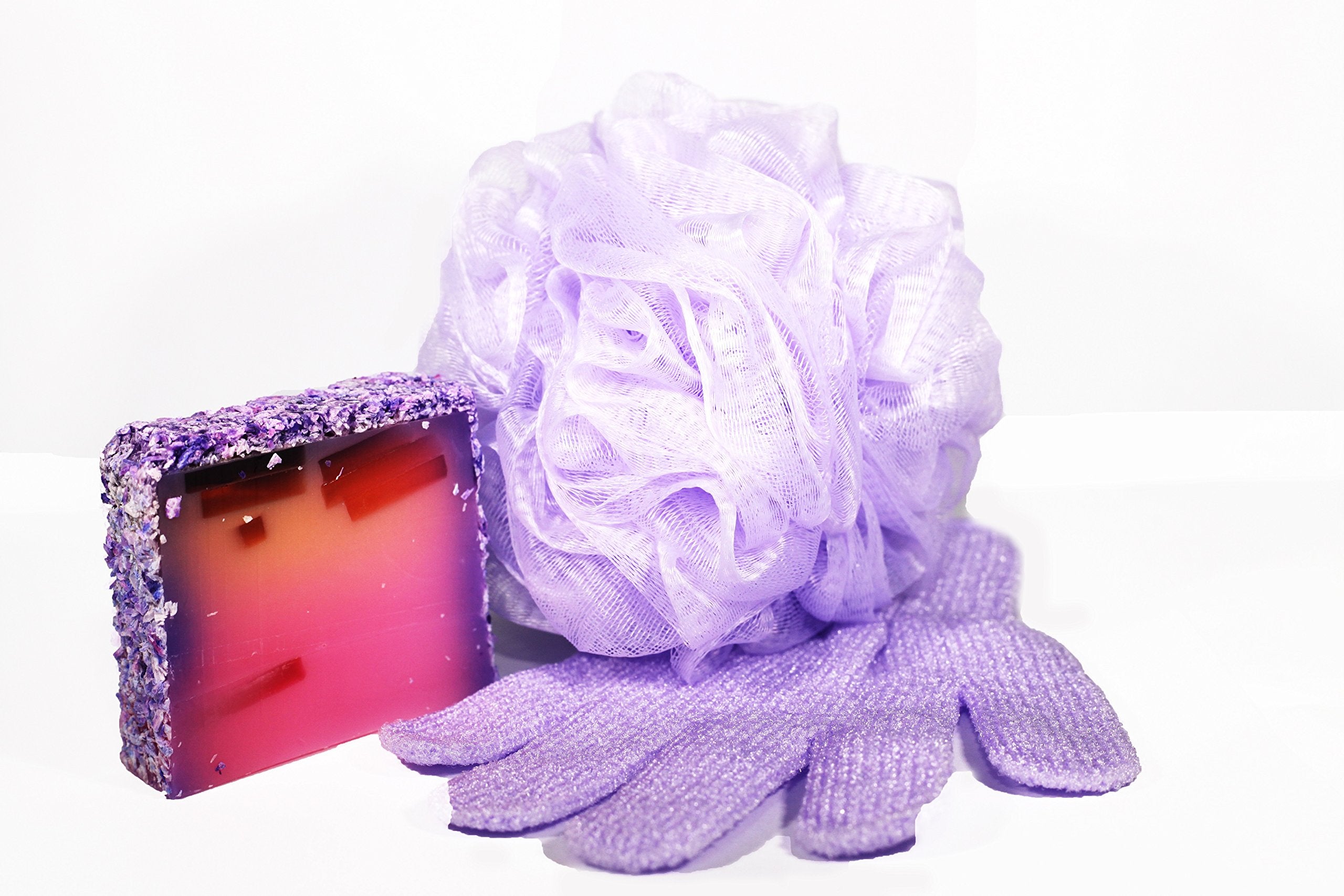 Linda guantes exfoliantes, secado-plano para mantener higiene
