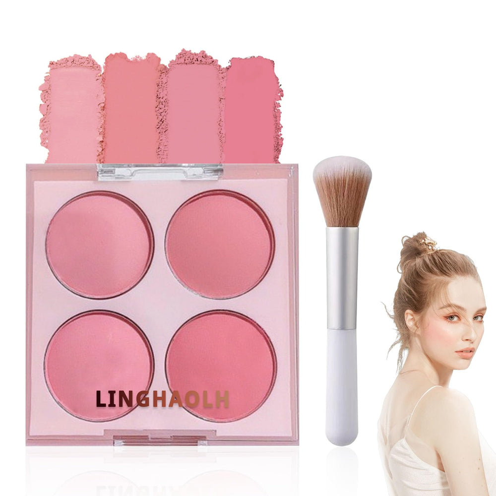 LingHaoLH paleta rubor cuatro colores, tono duradero para mejillas naturales