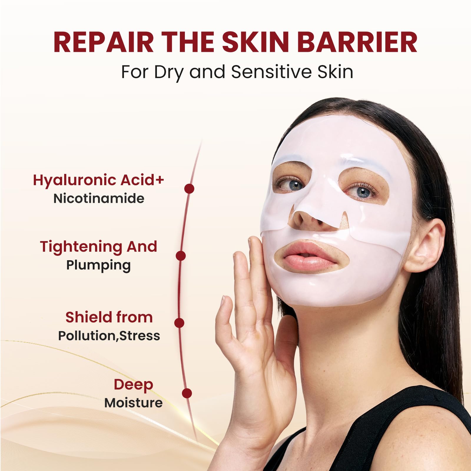 Tamaño de 6.3x6.3 pulgadas facilita absorción y cobertura facial.