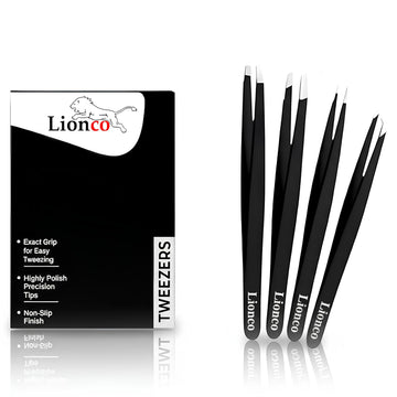 Pinzas inclinadas de LIONCO para cejas, definición y control antideslizante.