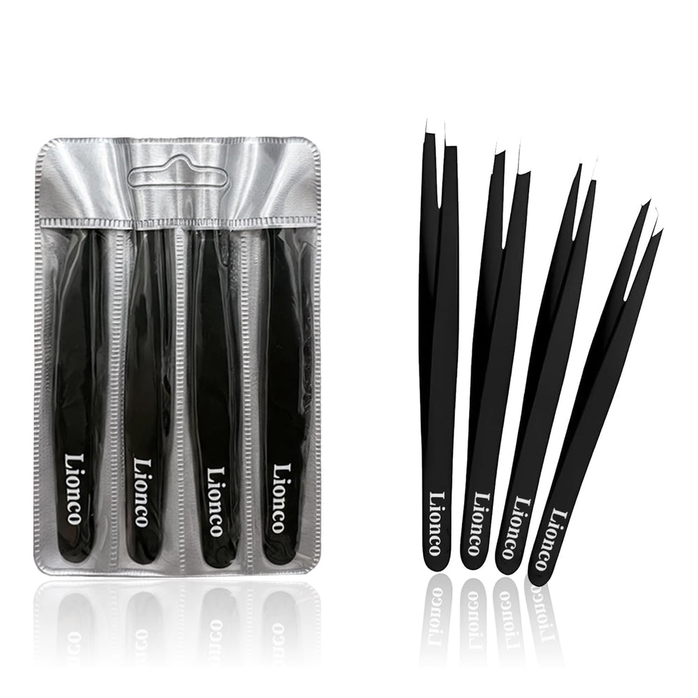 Pinzas de precisión LIONCO para cejas y vello facial en uso diario.