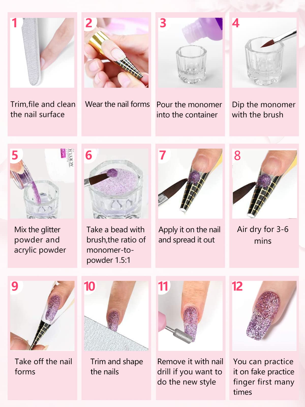 Les outils et accessoires inclus élargissent les possibilités de nail art.
