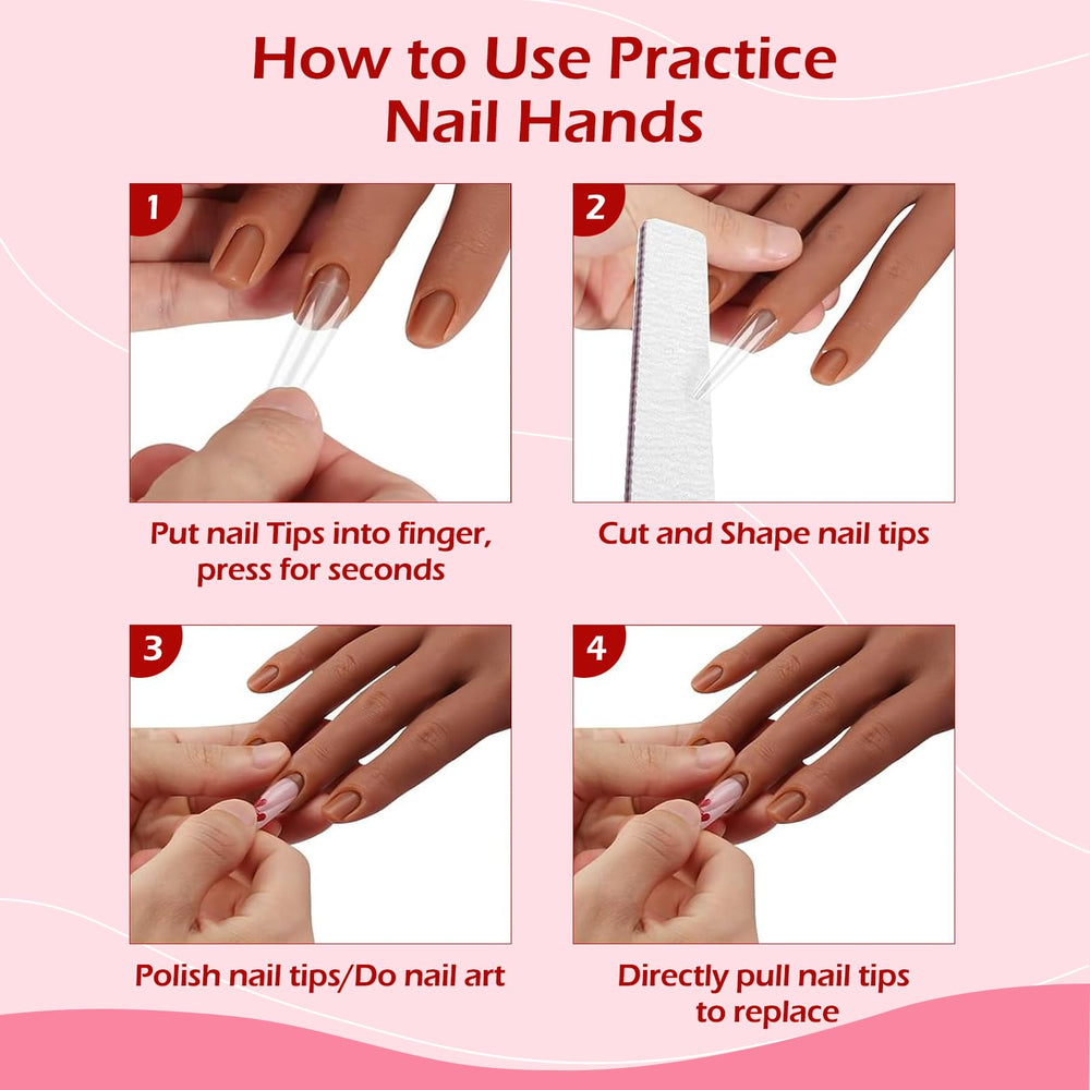 Mano modelo para entrenamiento de uñas con dedos flexibles