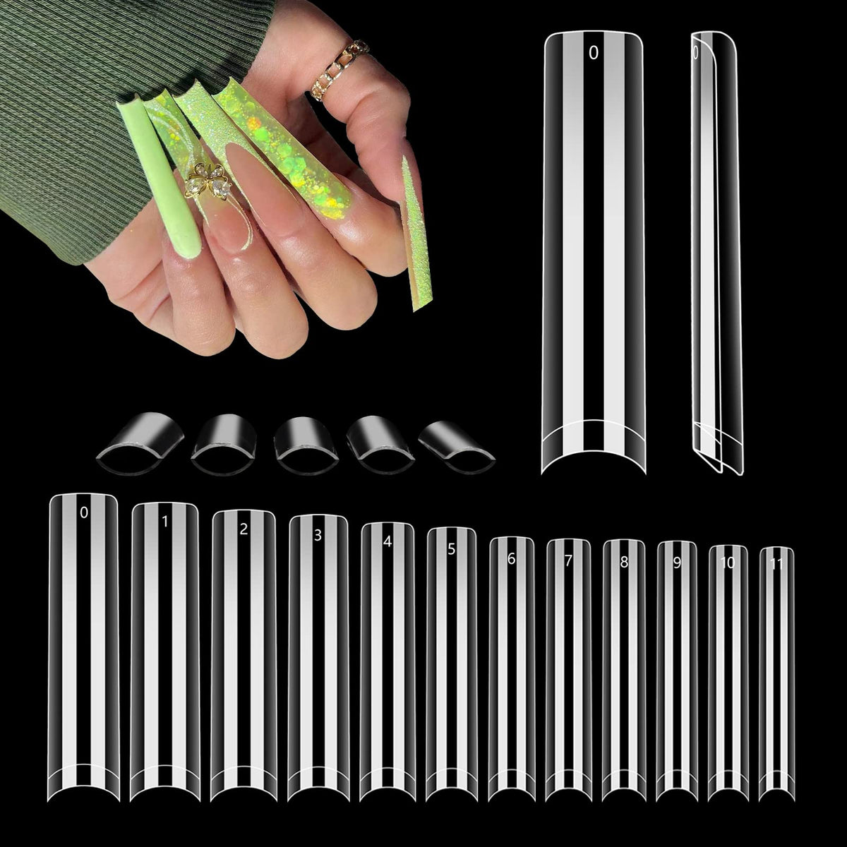 Puntas de uñas acrílicas LIONVISION sin curva C para salones