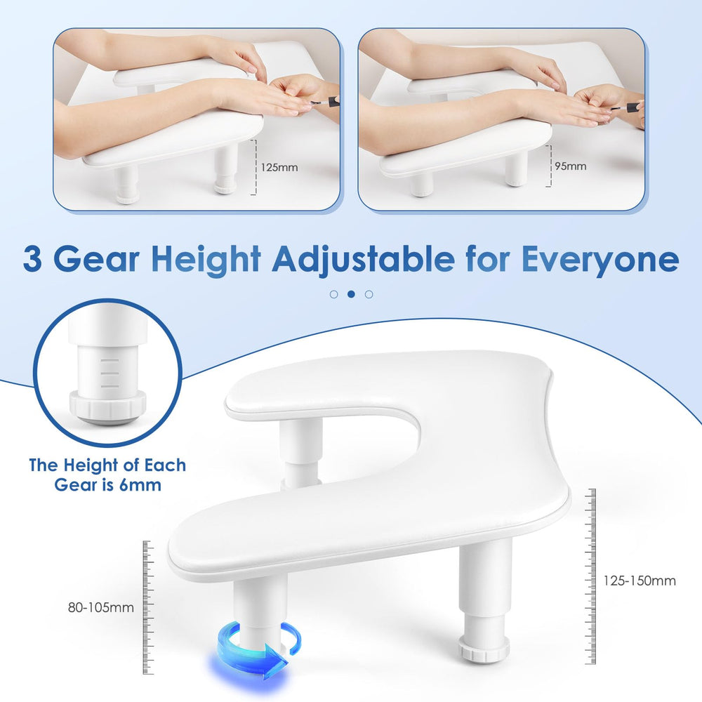 LionVISION reposo de manos para manicura, vista trasera, diseño ergonómico para menor fatiga.