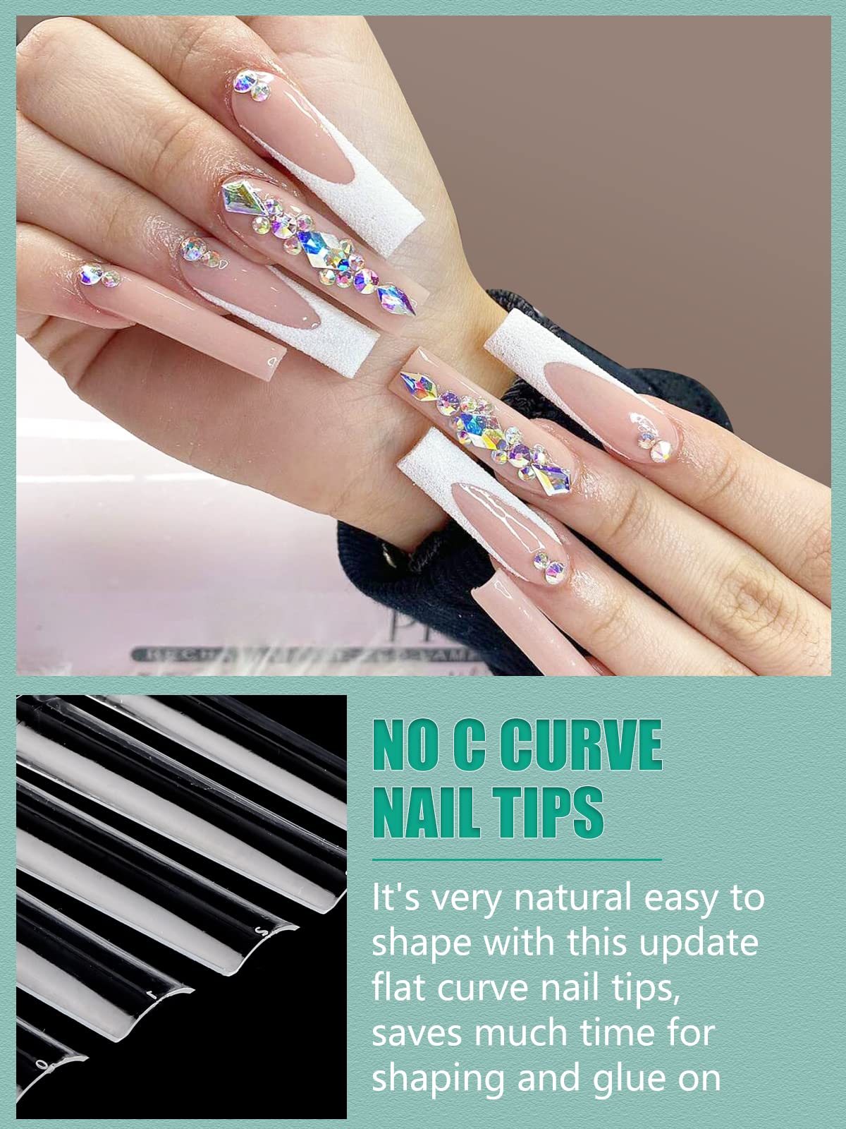 LIONVISON uñas acrílicas de media cobertura para un look natural y equilibrado.