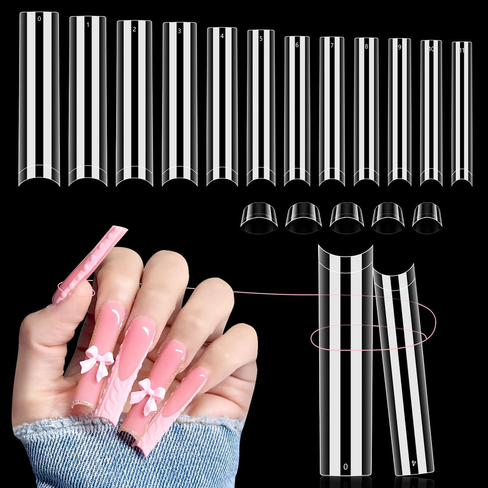 LIONVISON tips de uñas acrílicas transparentes 3XL para un acabado natural y duradero.