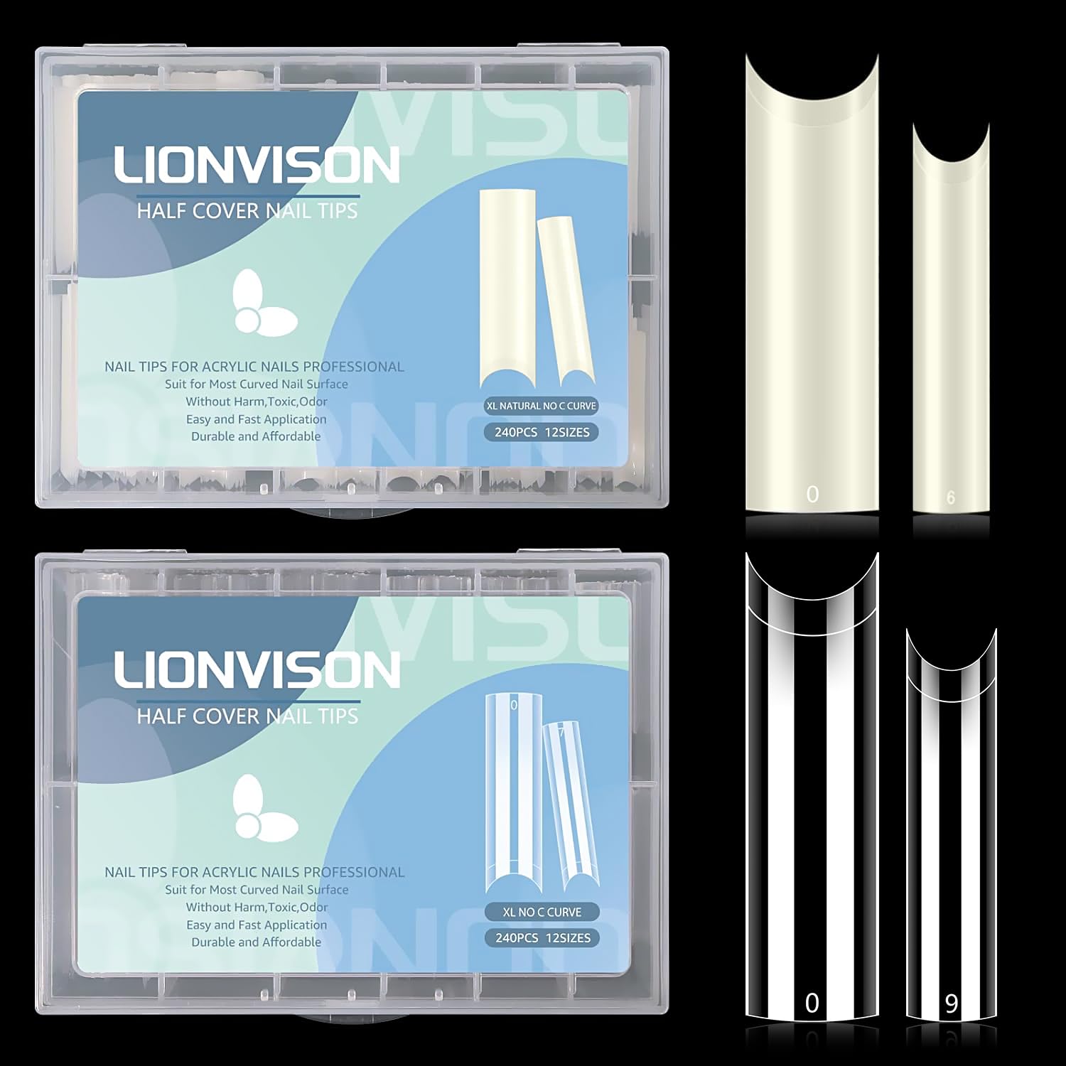 LIONVISON XL natural, tip de larga duración para uñas acrílicas