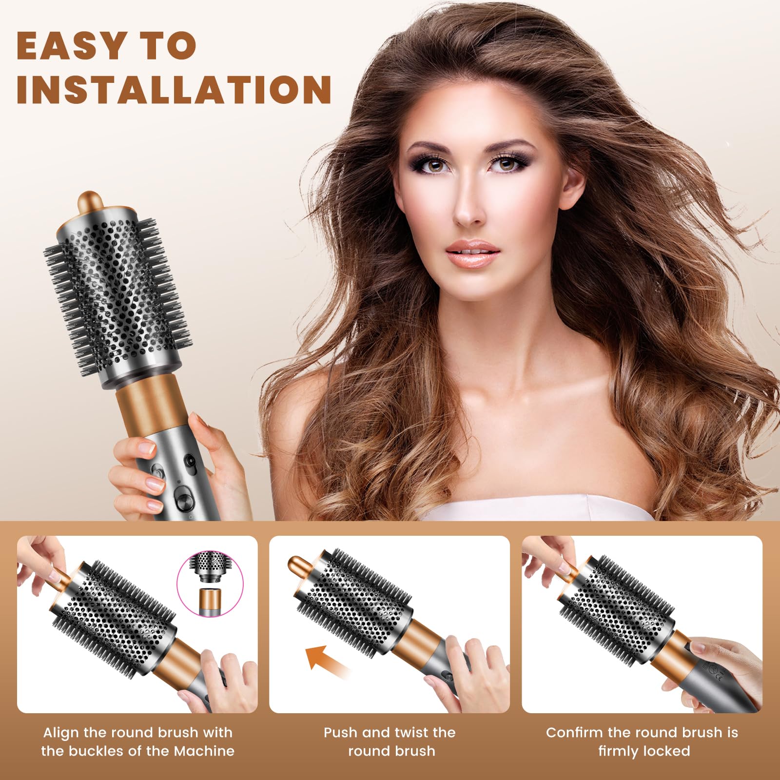 Liopif Airwrap cepillo redondo grande, dientes y cerdas mejorados para cabello grueso