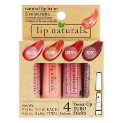 Lip Naturals bálsamo labial tintado cuatro colores hidrata suavemente