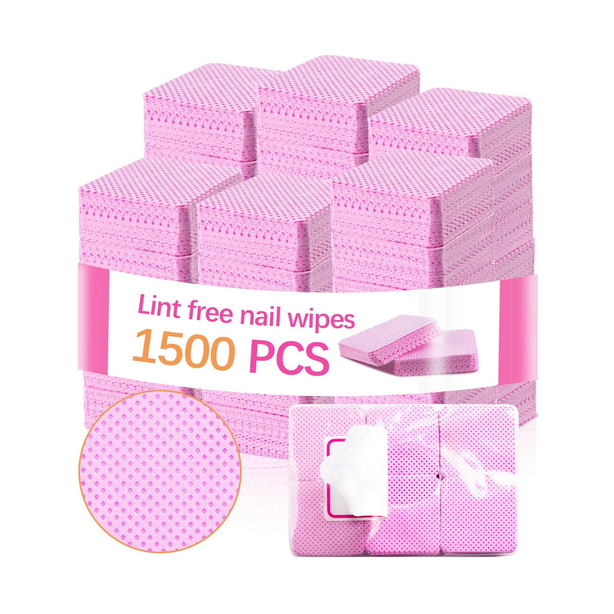 Lipetol: toallitas sin pelusa rosadas para uñas, 1500 uds, sin fibras.