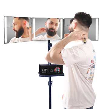 LIPFISBARBERSHOP espejo 360° con trípode para cortes precisos en casa
