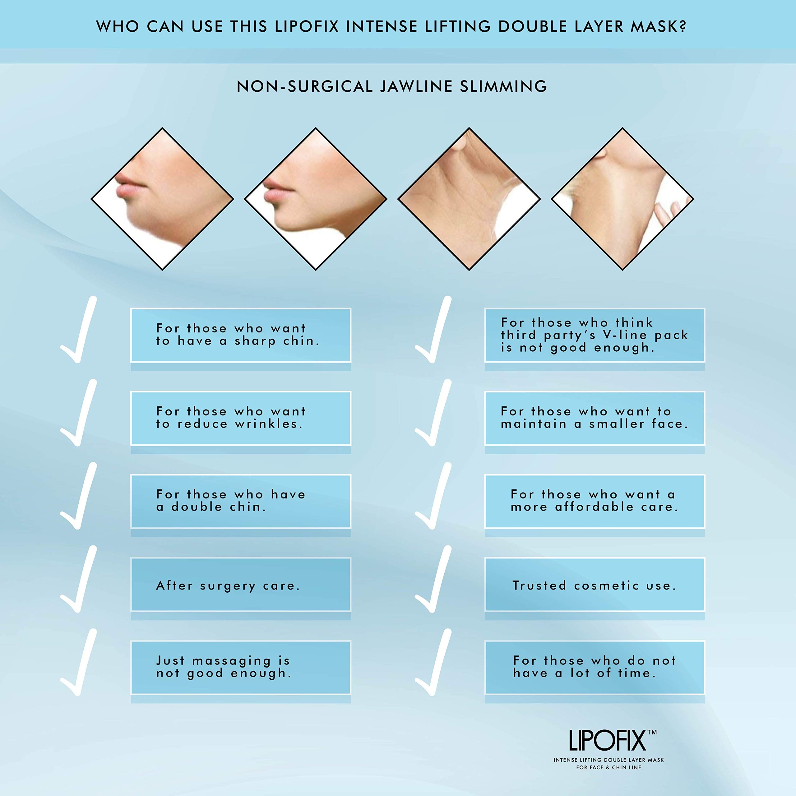 LIPOFIX Lift & Firm: aplicación suave que define la línea de la mandíbula.