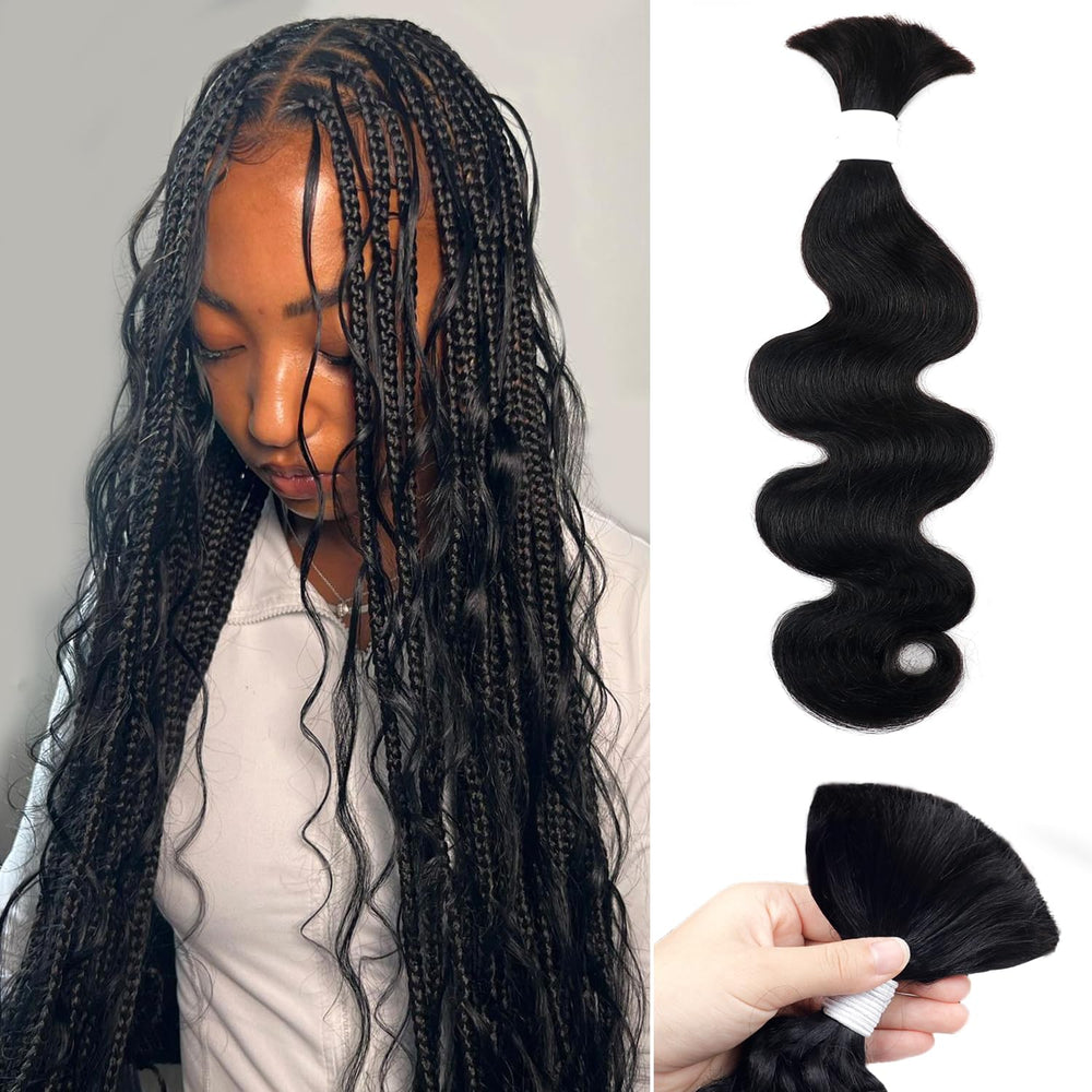 Liqusee braiding hair in 20-inch natural black body wave for versatile looks