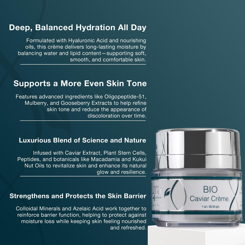 Lira Clinical BIO Caviar Creme aplicación diaria o nocturna para confort cutáneo.