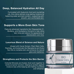 Lira Clinical BIO Caviar Creme aplicación diaria o nocturna para confort cutáneo.