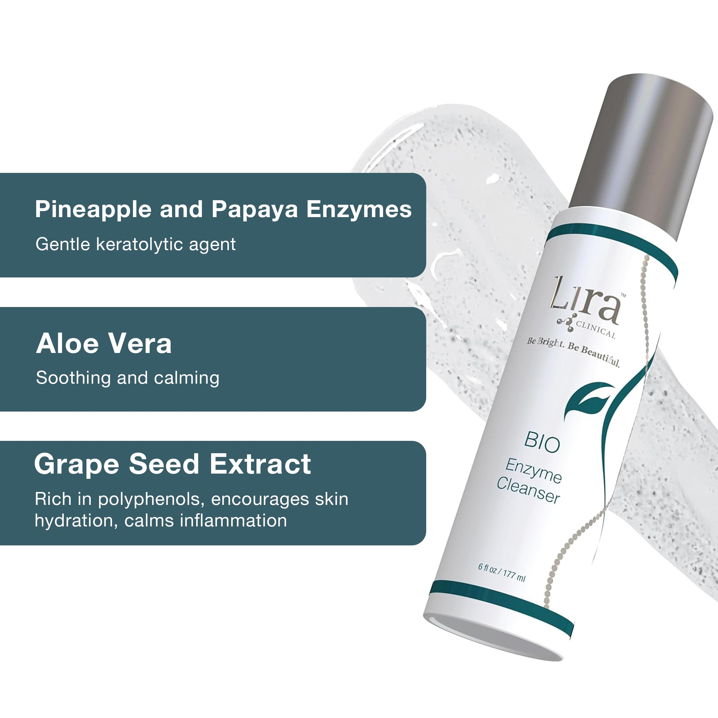 Lira Clinical BIO Enzyme Cleanser, hidratacion equilibrada durante la limpieza.