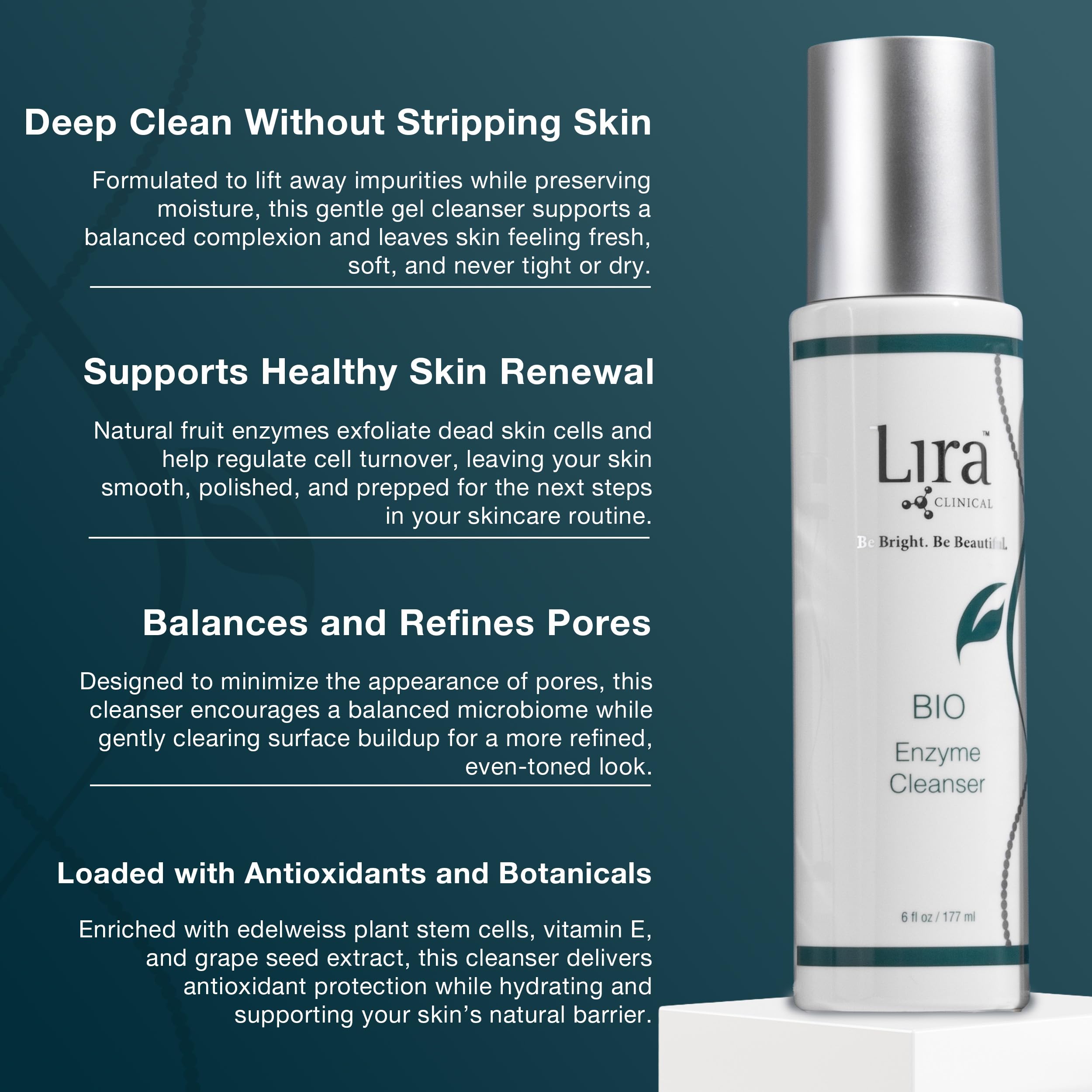 Lira Clinical BIO Enzyme Cleanser, limpieza ojos suave, cuidado sin irritación.
