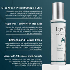 Lira Clinical BIO Enzyme Cleanser, limpieza ojos suave, cuidado sin irritación.