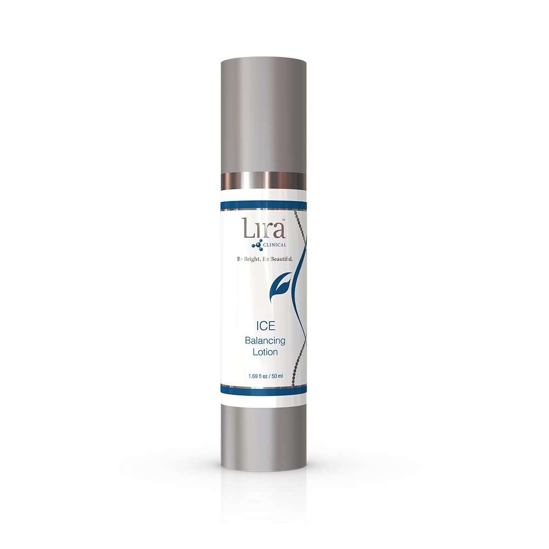 Lira Clinical ICE Balancing Lotion: botella derramando, hidratación ligera para piel grasa