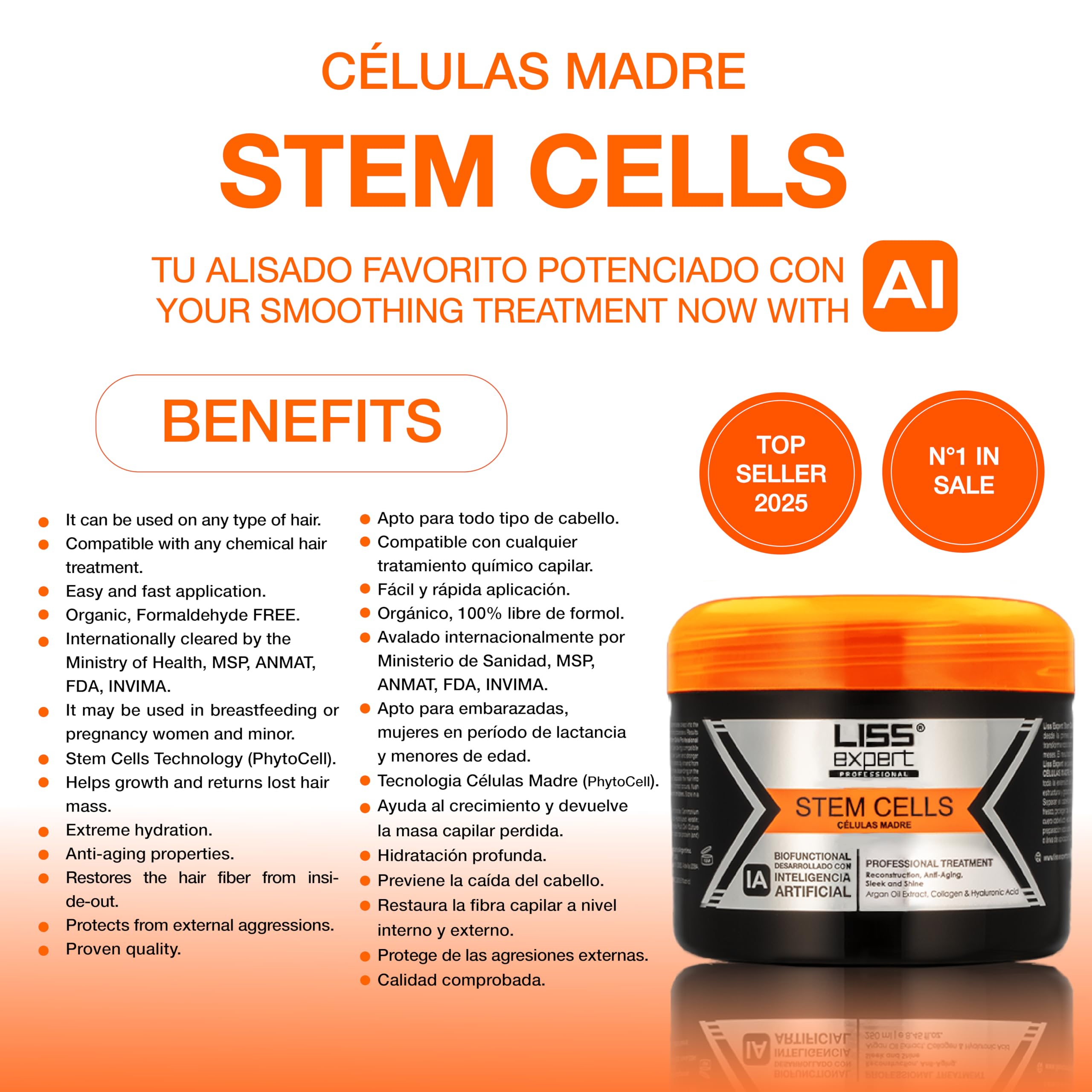 Application du traitement Liss Expert Stem Cells Smoothing sur cheveux, résultat discipliné et soyeux.