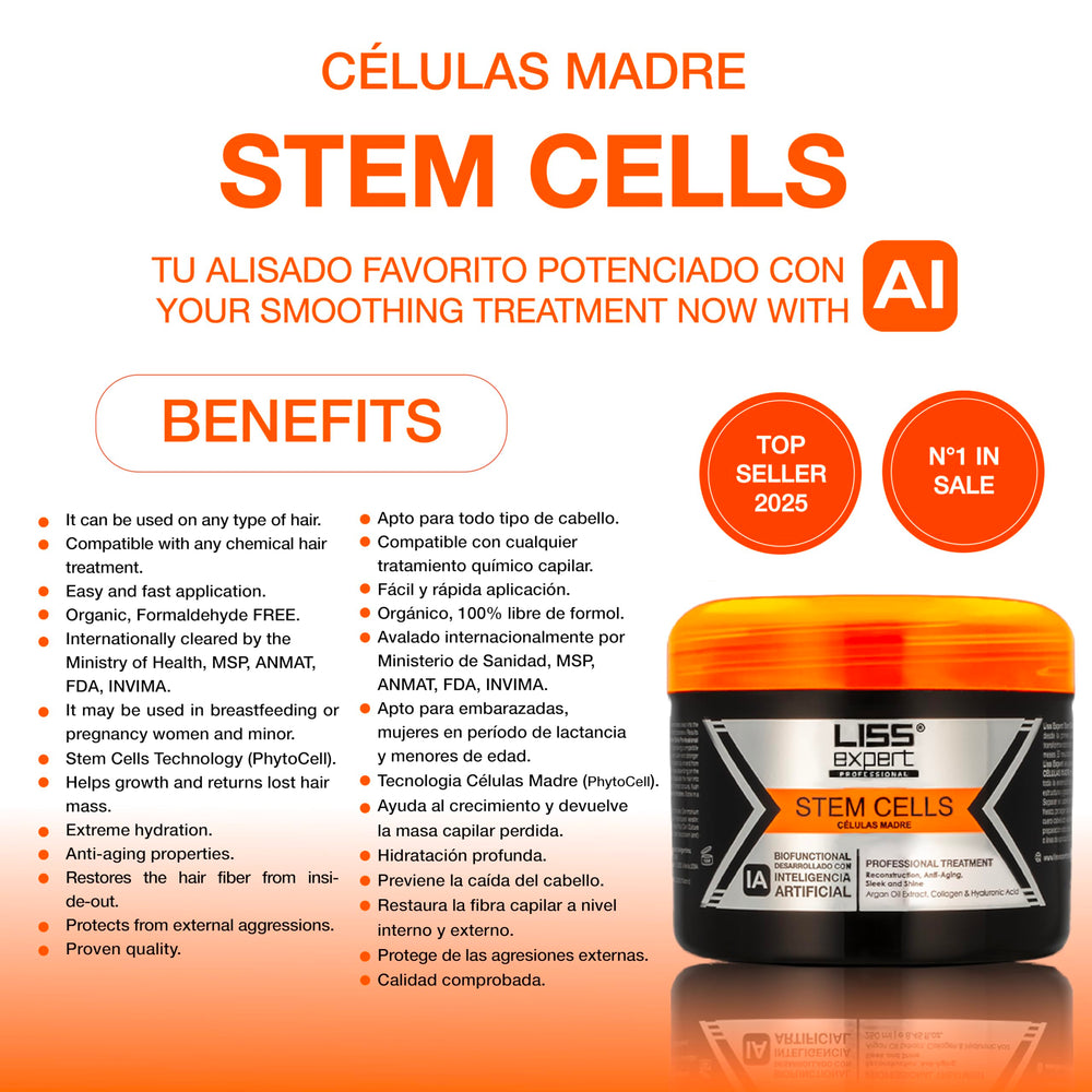 Application du traitement Liss Expert Stem Cells Smoothing sur cheveux, résultat discipliné et soyeux.