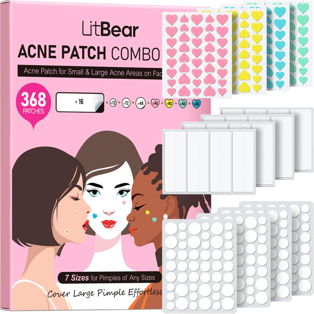 LitBear 3-in-1 patches on the face for targeted acne care