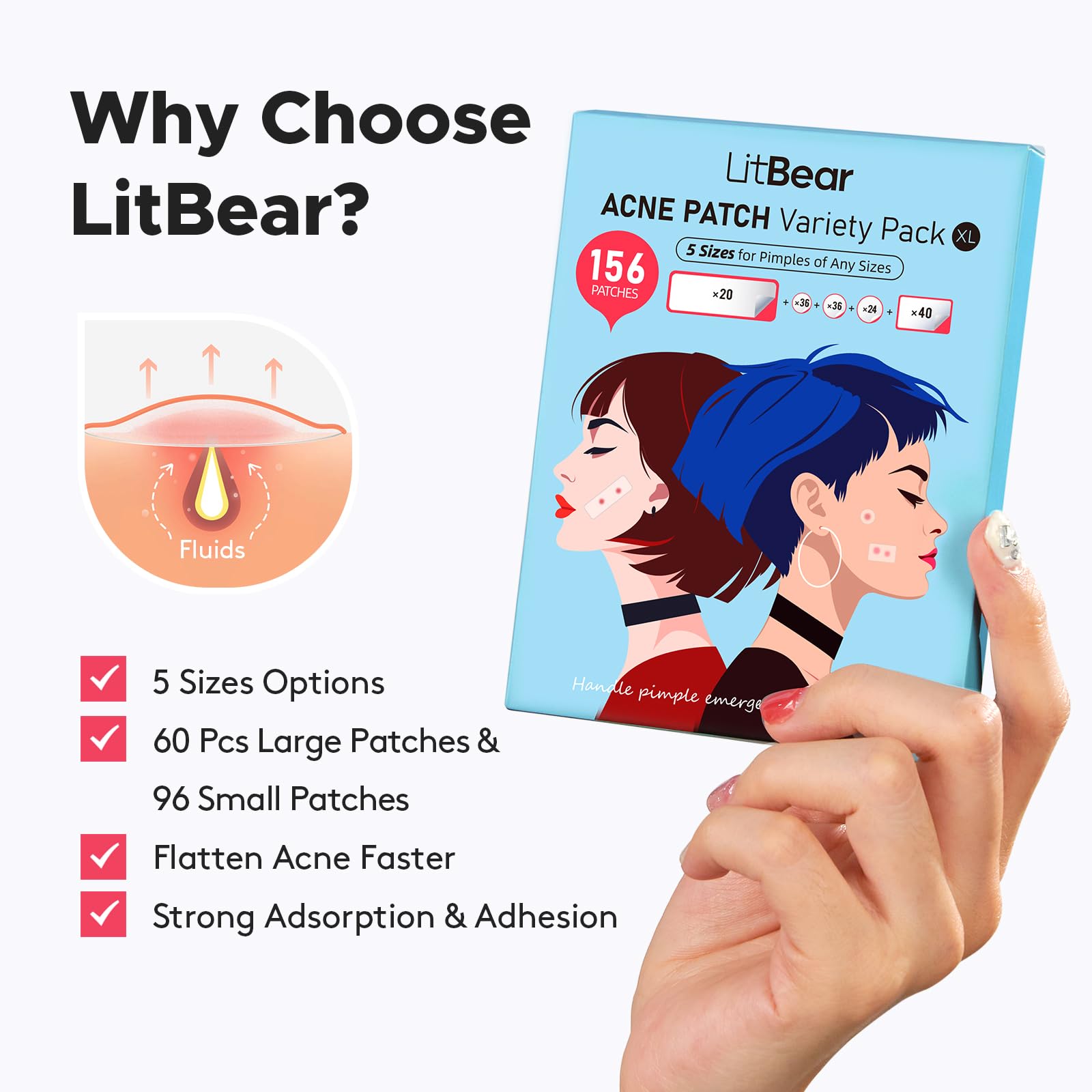 LitBear: adhesión fuerte que resiste sudor y maquillaje durante el uso.