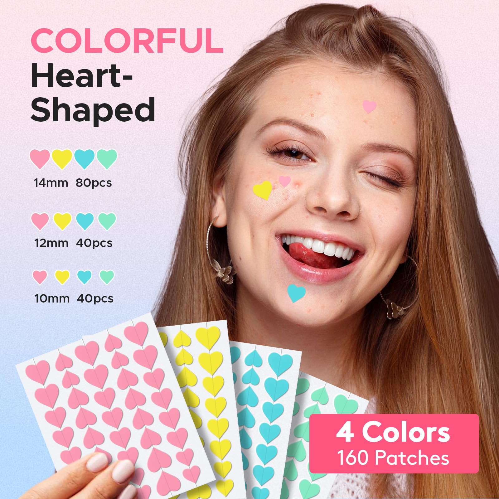 Heart-shaped LitBear patches with colorful design for breakouts