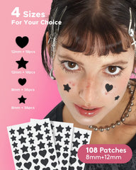 LitBear parche acne 12mm estrella negra, cubre zonas mayores sin irritar la piel.