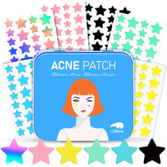 LitBear parche acné estrella 8 mm para granos, protege la zona y favorece la absorción.