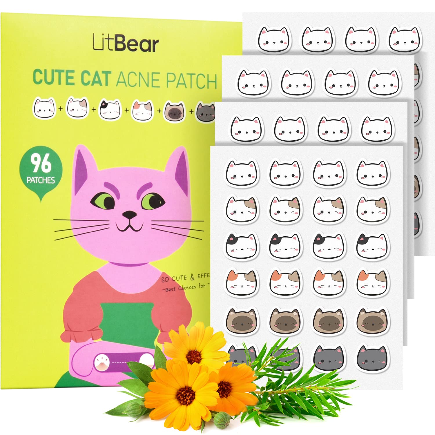 LitBear parche acné gato diseño lindo protege el grano y la piel.