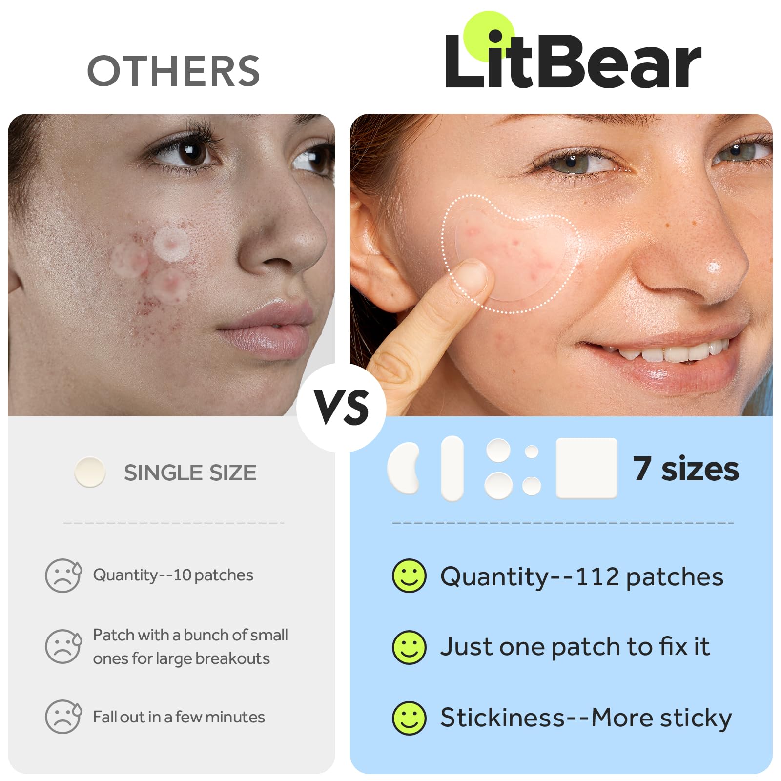 LitBear tira de 20x60 mm para pecho y espalda, cobertura amplia para brotes extensos.