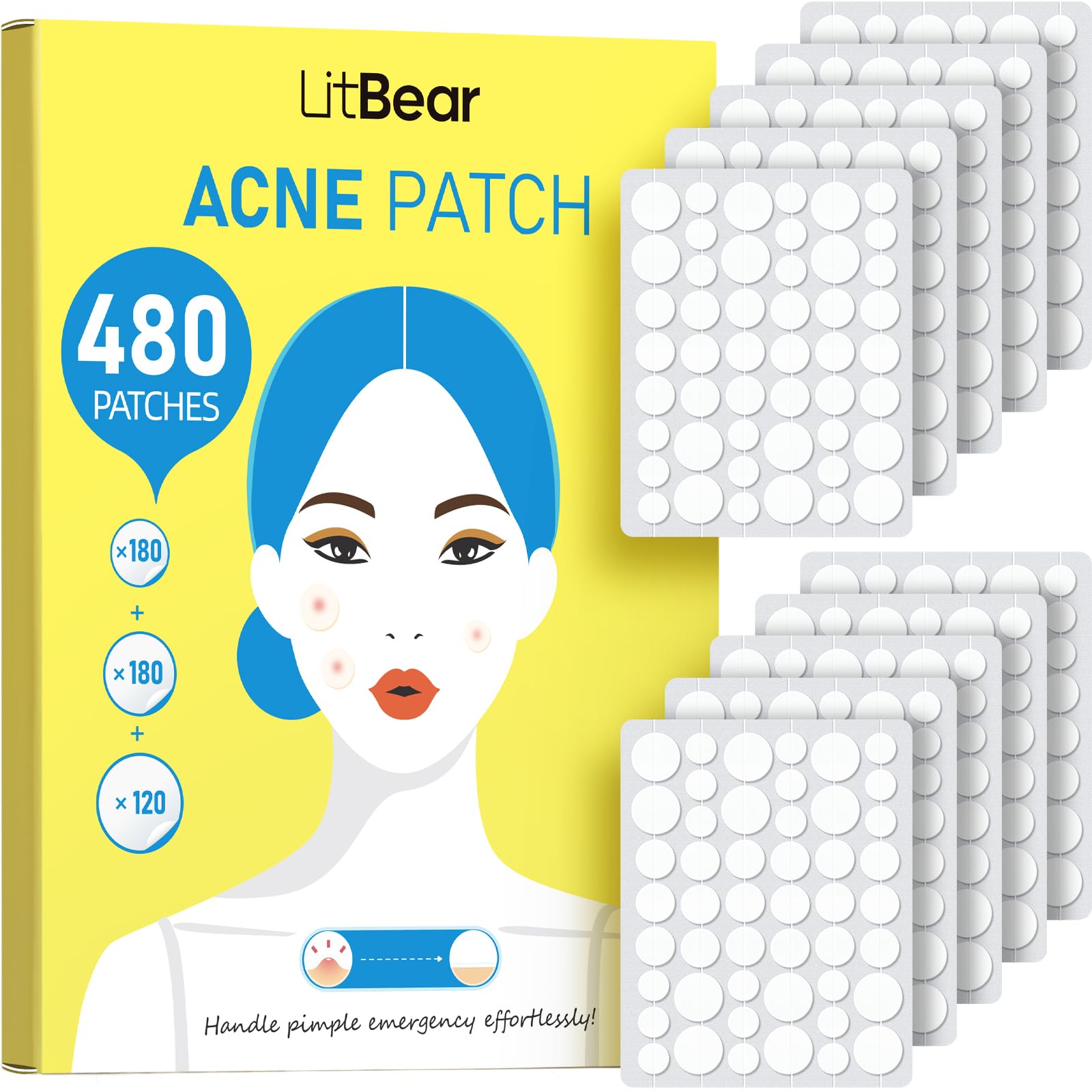 LitBear parches acne 480, cobertura discreta para granitos molestos