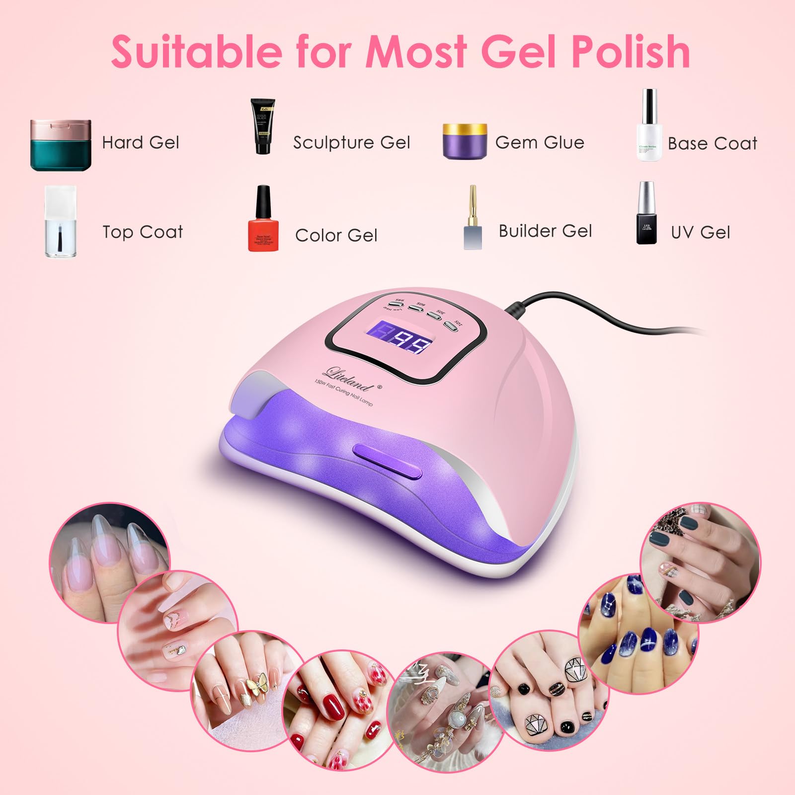 Liteland lámpara UV para uñas con sensor infrarrojo automático.