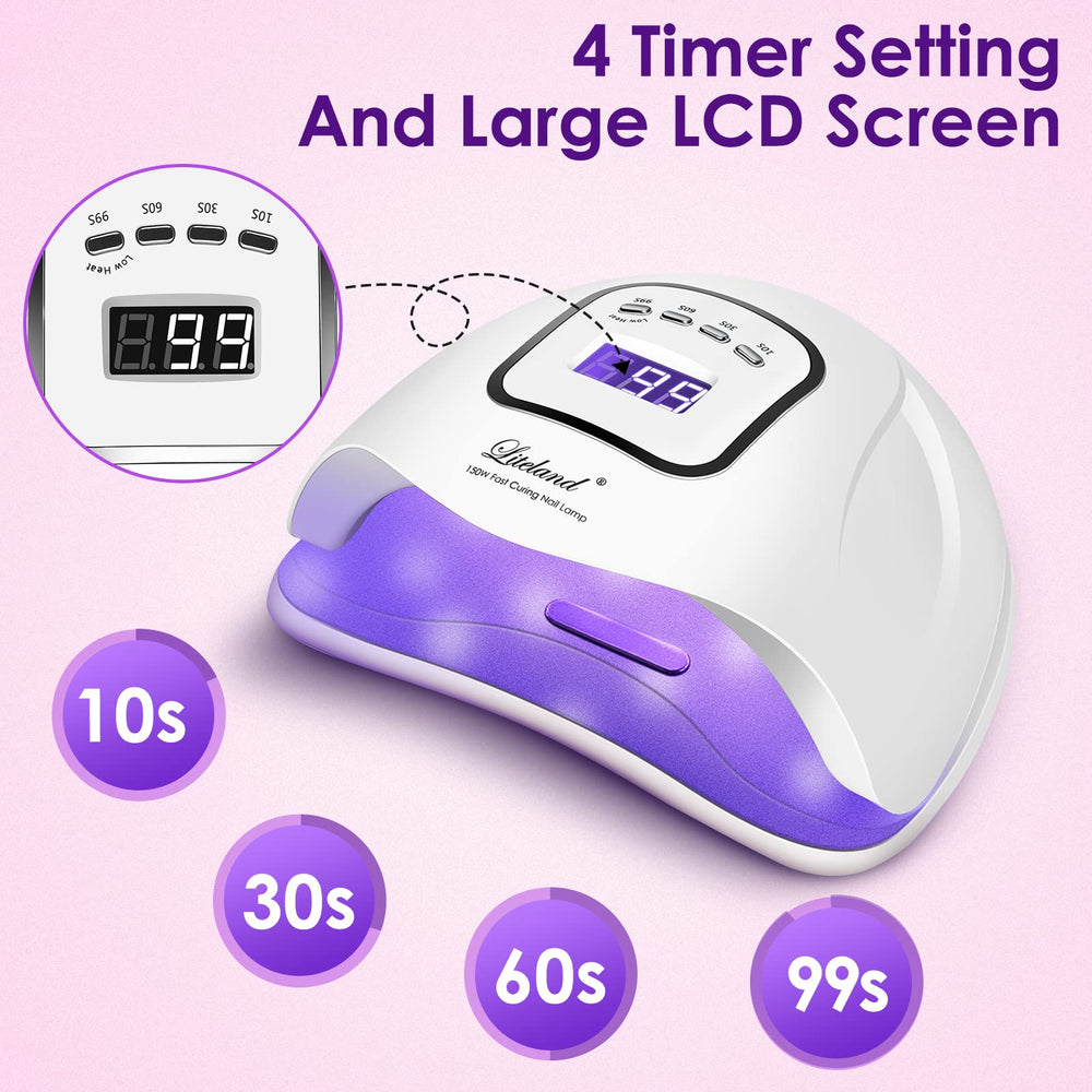 Liteland lámpara UV para uñas, interior iluminado, curado eficiente de gel.
