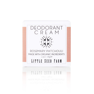Desodorante natural Little Seed Farm con romero y patchouli, aroma suave para piel sensible.
