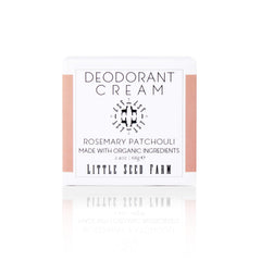 Desodorante natural Little Seed Farm con romero y patchouli, aroma suave para piel sensible.