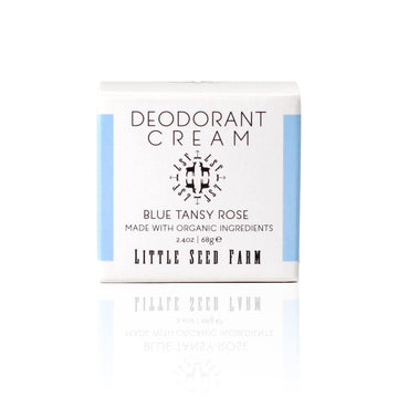 Little Seed Farm Desodorante Crema Blue Tansy Rose, envase compacto para uso diario sin irritación.