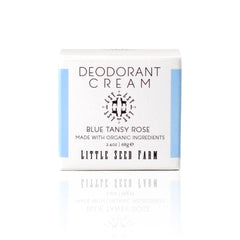 Little Seed Farm Desodorante Crema Blue Tansy Rose, envase compacto para uso diario sin irritación.
