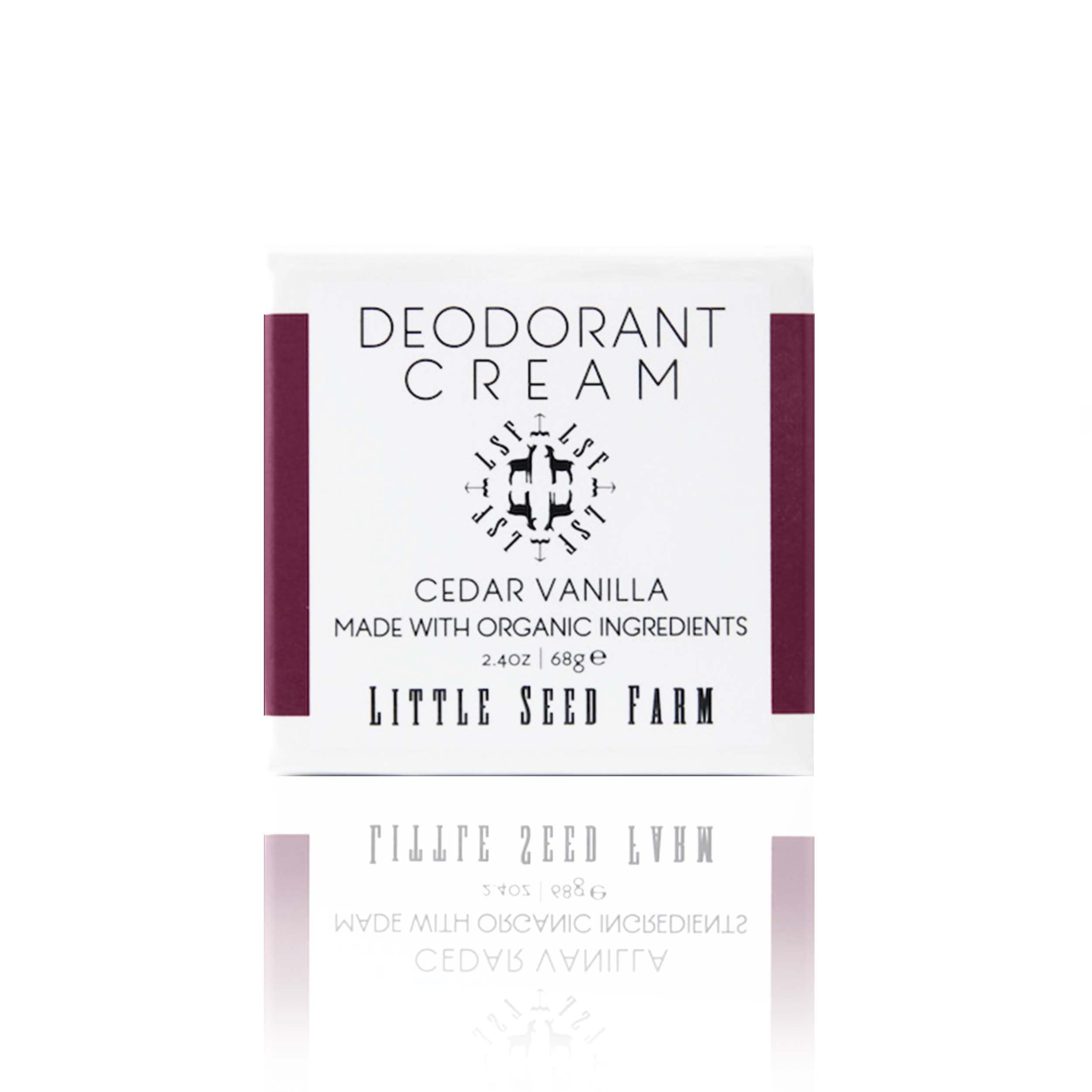 Little Seed Farm Desodorante Crema Cedar Vanilla en envase compacto para uso diario.