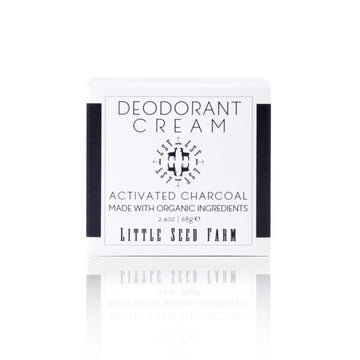 Little Seed Farm desodorante crema natural con carbón activado en frasco, frescura duradera.