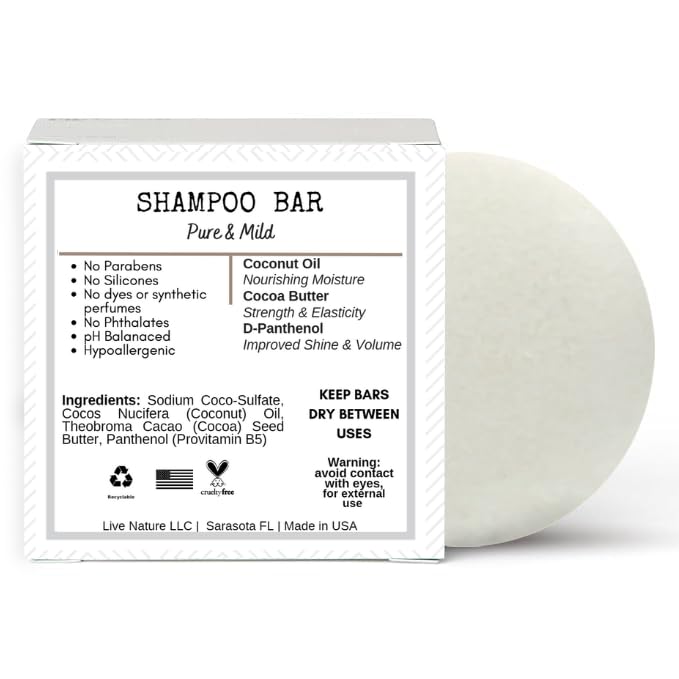 liv Nature Shampoo Bar sin fragancia en la mano, uso diario suave.