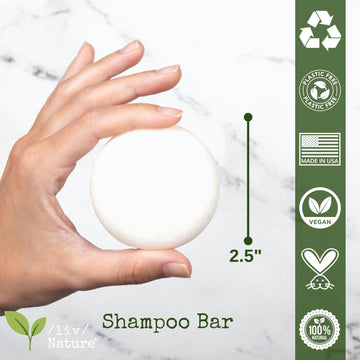 liv Nature Shampoo Bar sin fragancia con ingredientes limpios y seguros para la piel.
